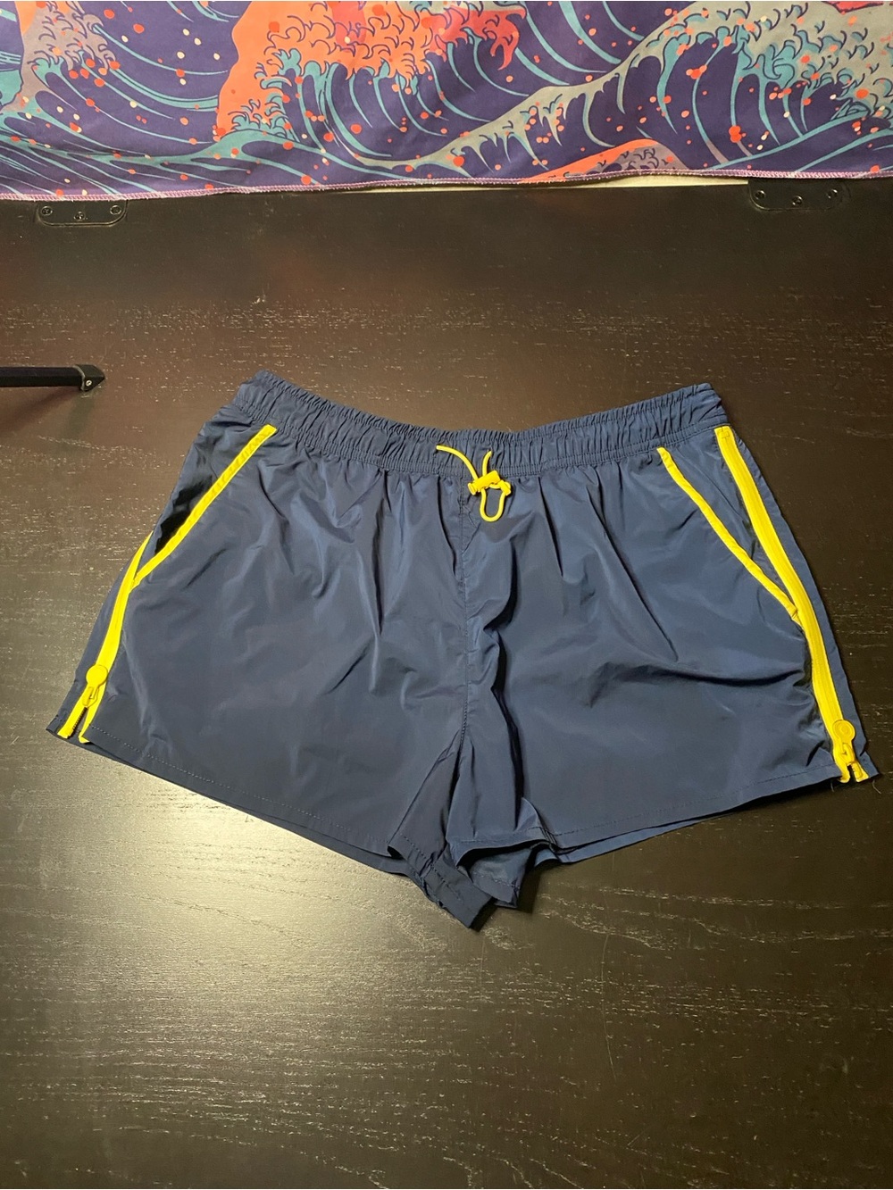 Hunter Navy Athletic Shorts with Yellow Trim